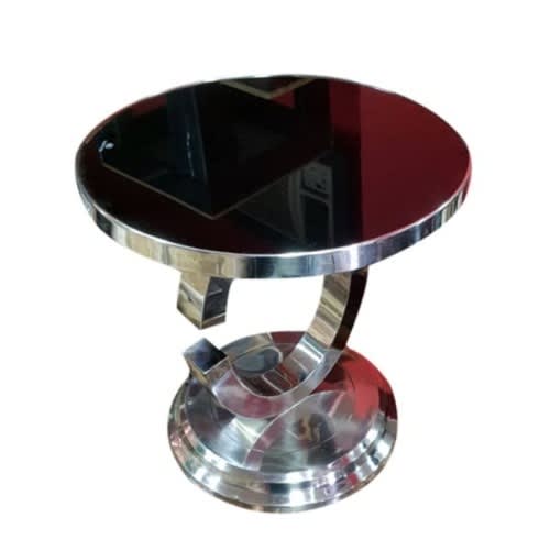 Steel Mable Top Side Table