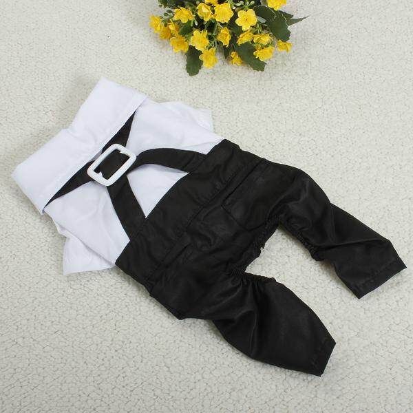 Pet Dog Puppy Clothes Tuxedo Bowtie Shirt Suit Wedding Groom Outfit S/M/L/XL/XXL M