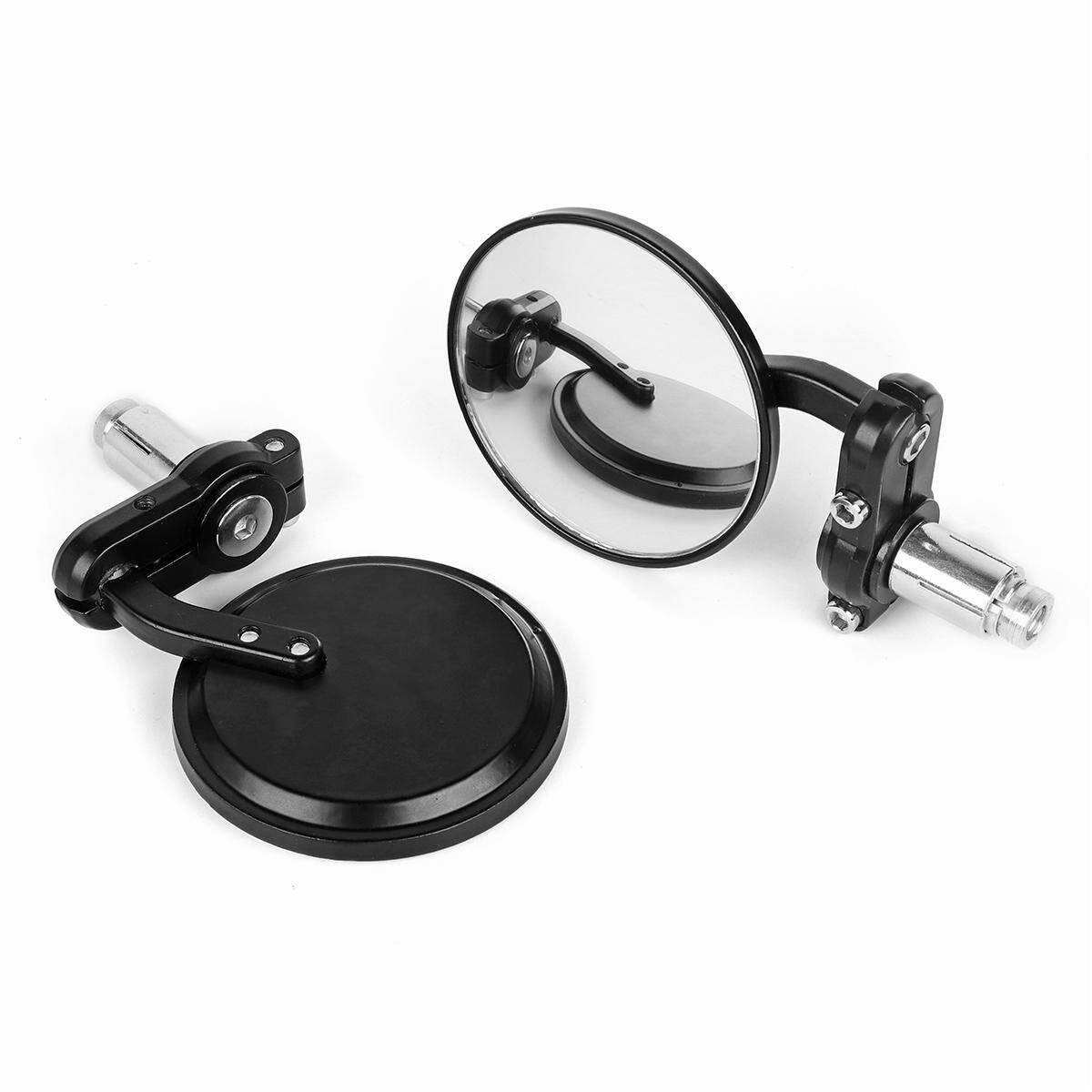 1Pair Universal Motorcycle Black 3" ROUND 7/8" Handle Bar End Mirrors Spherical Mirrors Motorbike Rearview Side Mirrors