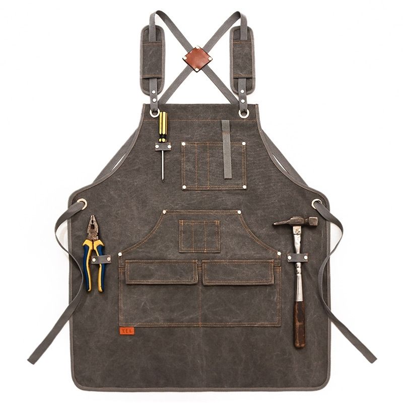 Canvas Apron Barber Roasting Cafe Gardening Woodworking Men And Women Canvas Work Clothes, Specification: For Children 47cm(Gray)