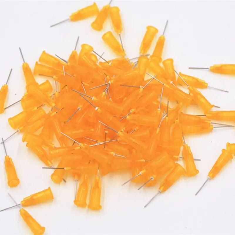 100pcs 25G Precision passivated S.S. Dispense Tip with PP Safetylok hub, 0.5" Tubing Length glue dispenser needles DropShipping