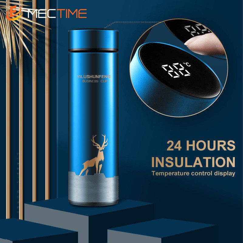 LED Digital Thermos Cup Thermos Bottle 500ml - Blue