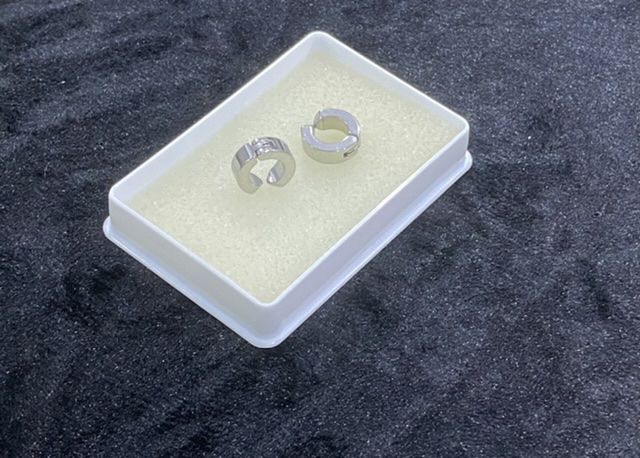 Polished Steel Silver Magnetic Men's Earrings