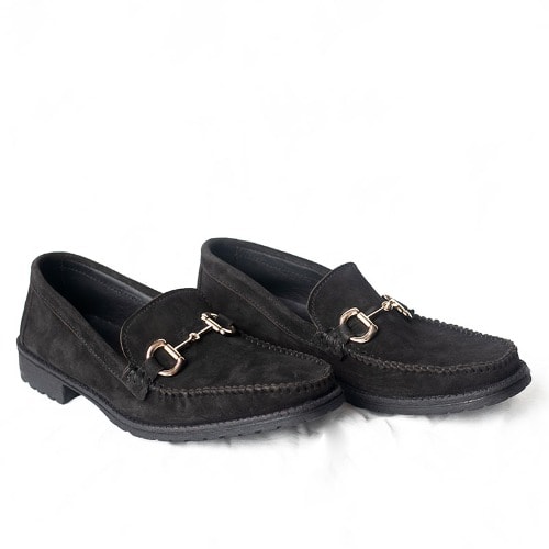 Mens  Suede Shoes With Buckle -  Black