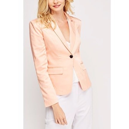 Silky Pure Satin Lapel Front Blazer-peach