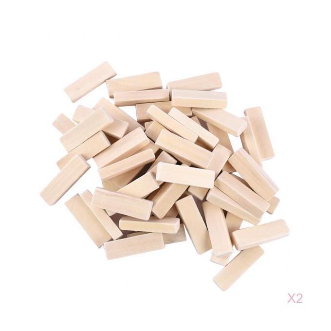 100x Wooden Dominoes Blocks Toy Natural Color Building Blocks Kids