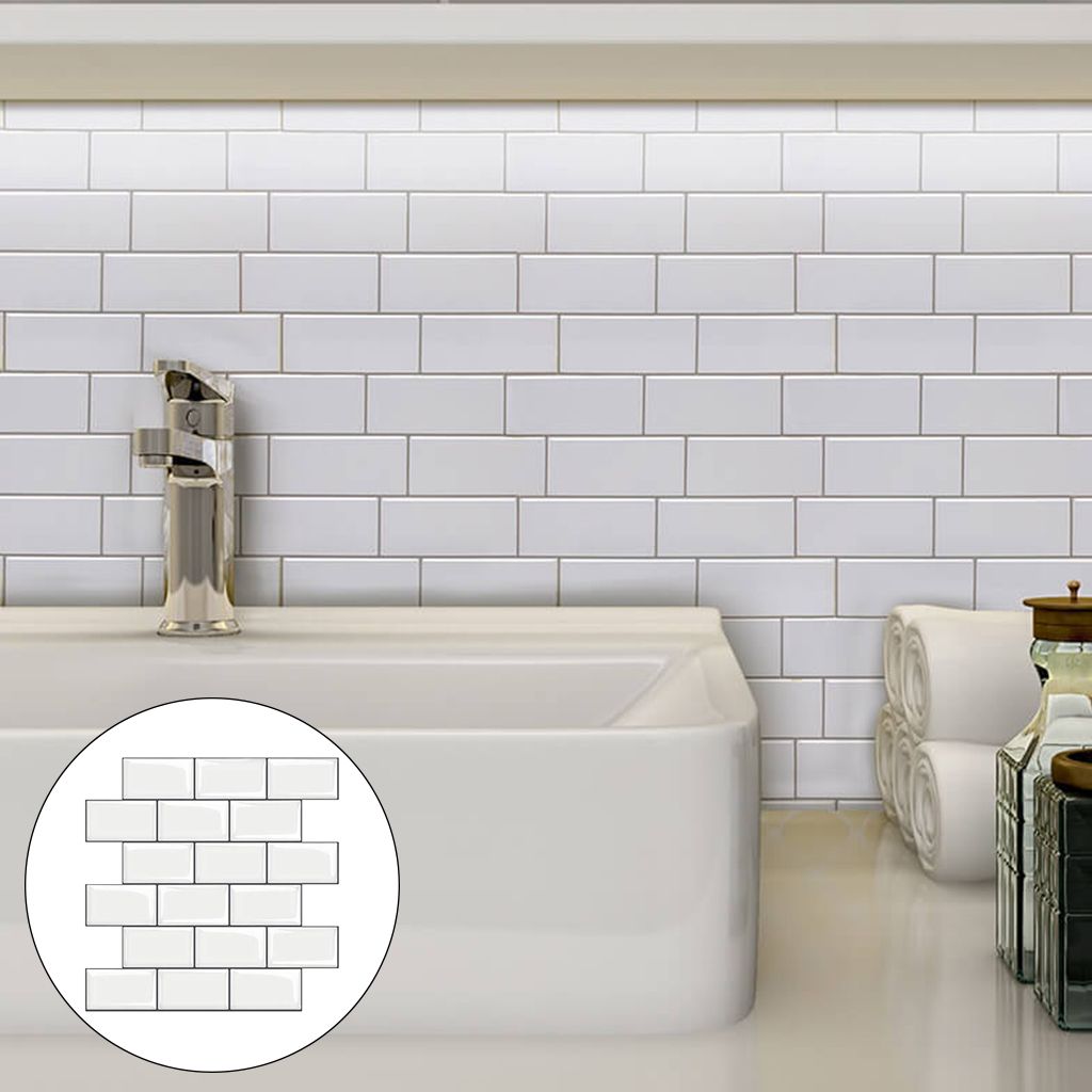 Peel And Stick Tiles Backsplash Wall Stickers Waterproof Oil White