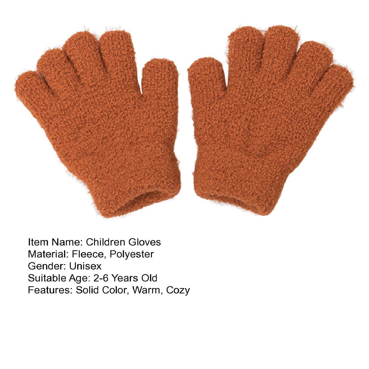 1 Pair Winter Pure Color Children Winter Orange