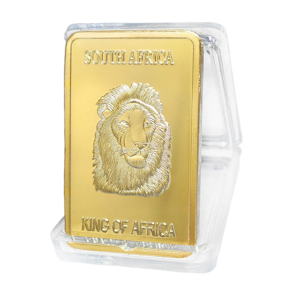 South African Lion Commemorative Coin In Copper Plated Gold With Box