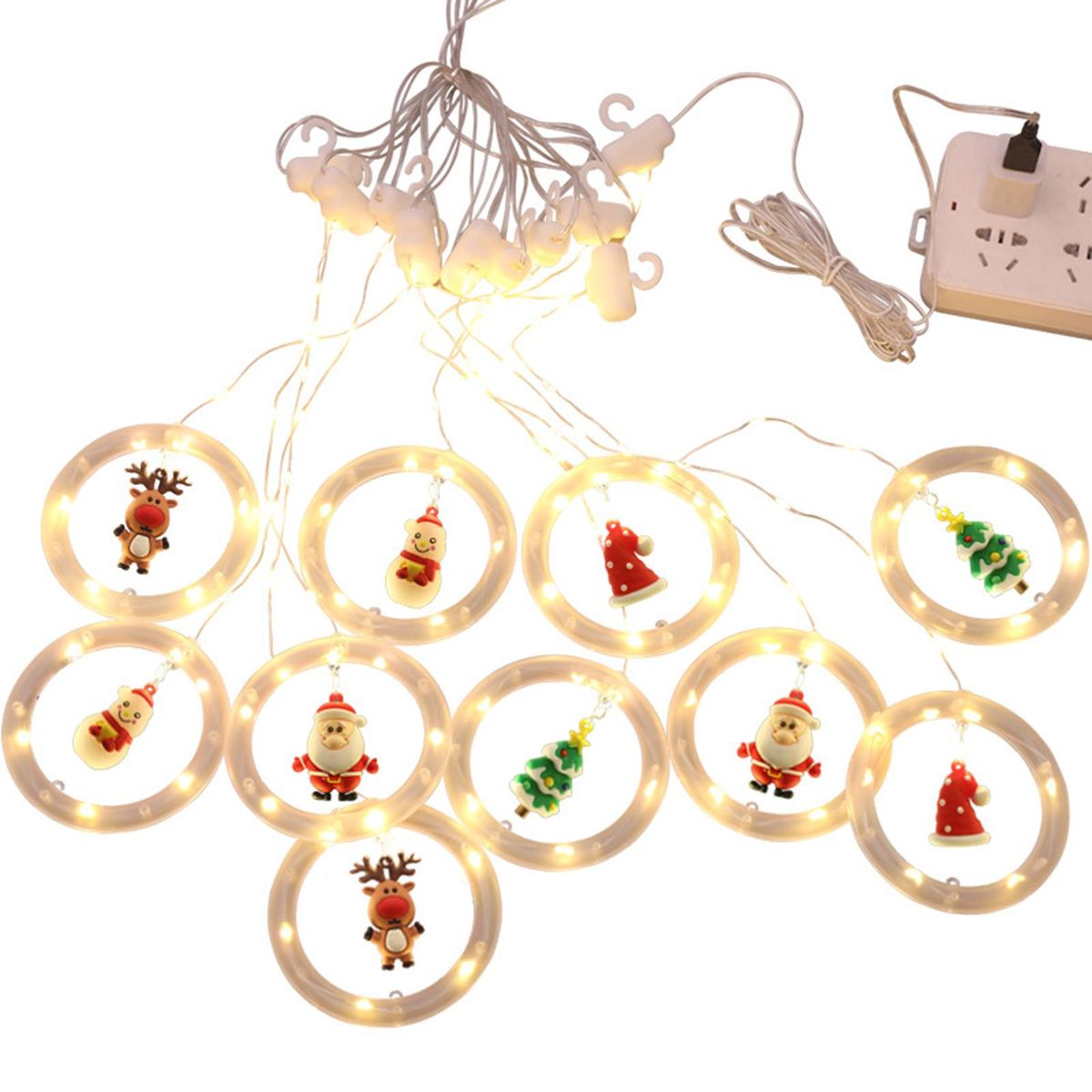 D C 5 V Hanging Fairy LEDs String Lights Curtain Lamp Dancing Dynamic Lighting Effects USB Powered Operated IP65 Water Resistance with Snowman Santa Claus Christmas Tree Elk Xmas Hat Design for Xmas Christmas Festival Holiday Home Living Room Bedroom Part