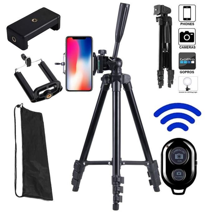 Portable retractable smartphone tripod cell phone holder
