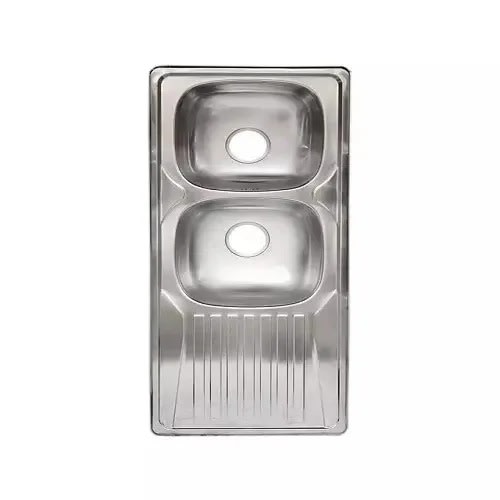 Italian Double Bowl With Side Tray Kitchen Sink