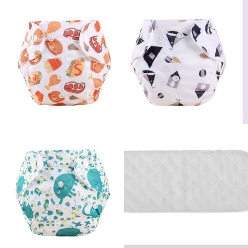 3Washable&Reuseable Baby Cloth Diapers+3inserts.