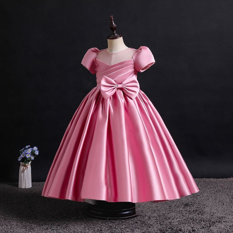 GIRL UNIQUE CHEST PLEAT BALL GOWN - PINK - G87