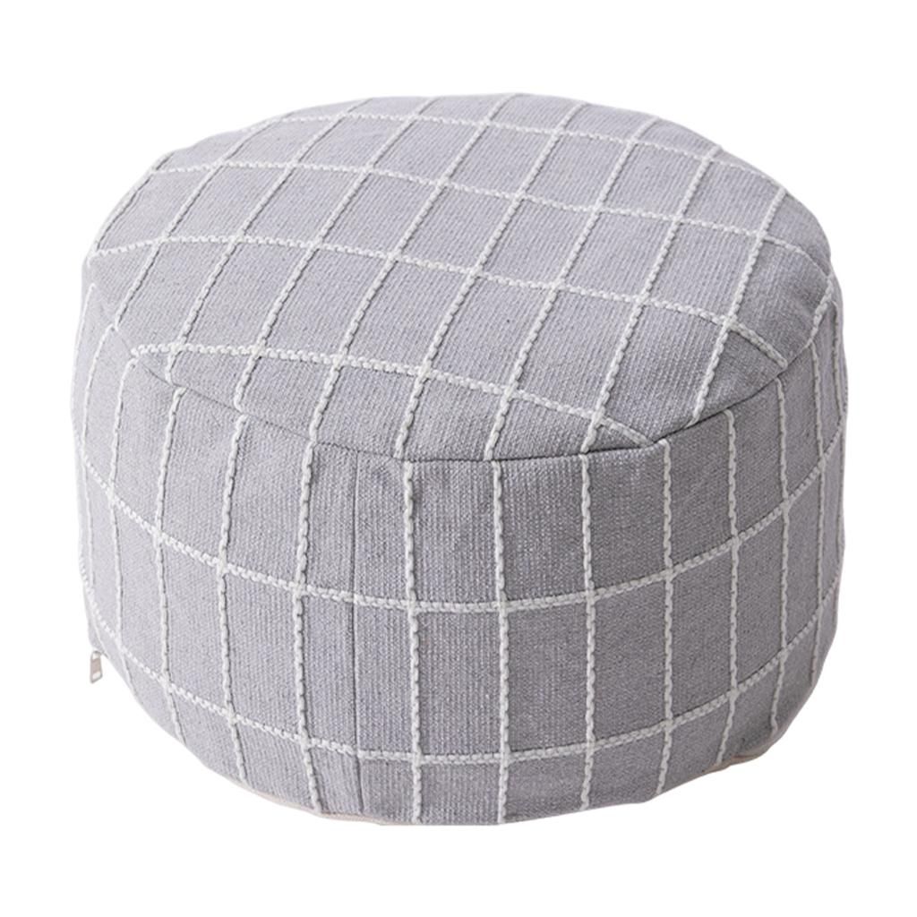 Unsearched Puff Cover Textured Storage Solution Cotton Linen Gray