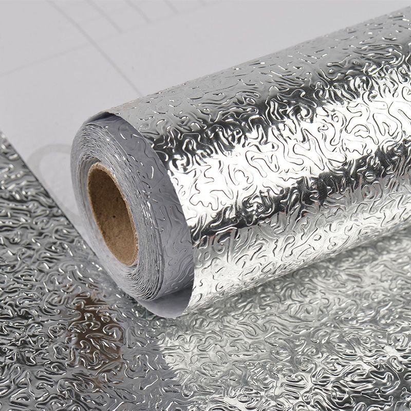Kitchen Wall Aluminum Foil Anti-fouling High-temperature Wallpaperr, Size:60cmx5m Style:Orange Peel