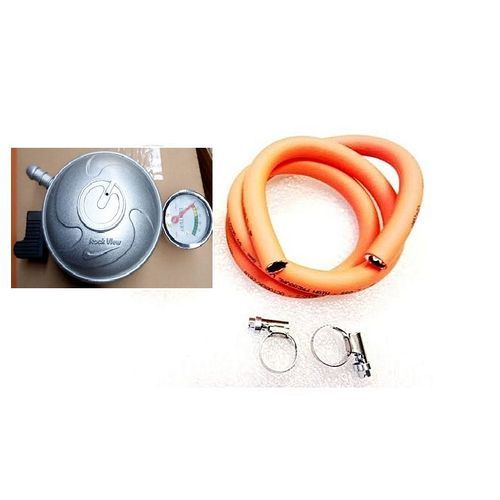 Gas Regulator With Meter And Leak, 5 Yards Hose And Clip