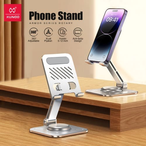 Armor Series Foldable Rotating Desktop Phone Stand -silver