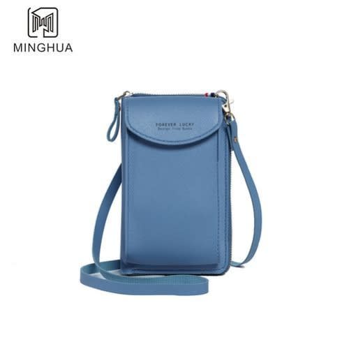 Classic Leather Mini Crossbody Handbags/wallet-blue