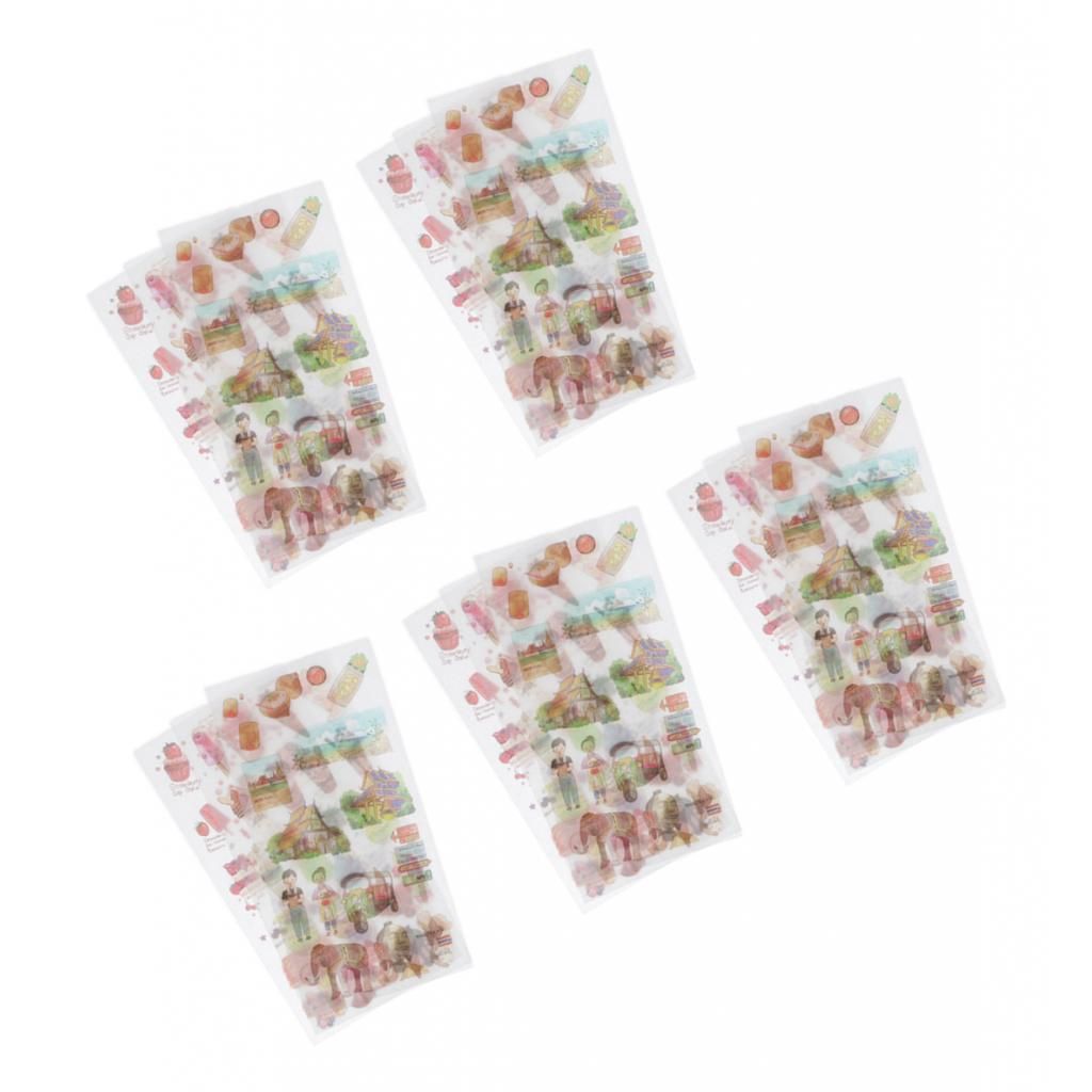 5 Sheets Stickers For Diary Scrapbooks ,Cards ,Travel Bangkok Food