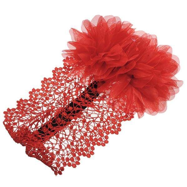 1Pcs Baby Girl Toddler Lace Flower HeadBand Hair Band Headwear Hat Bow 2 Colors Gules