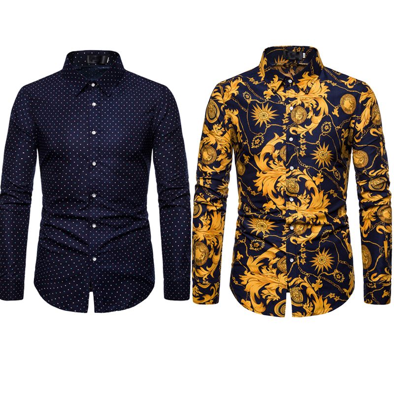 2-in-1 Men's Long Sleeve Floral Shirts