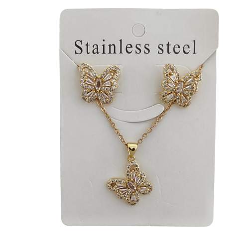 Butterfly Mini Zirconia Set Gold