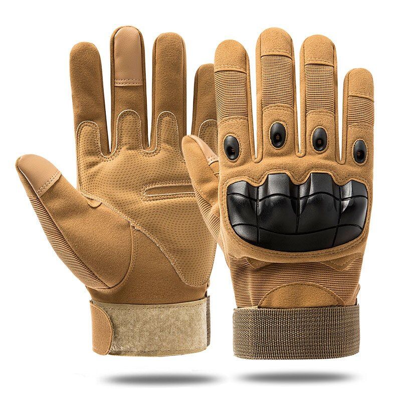 (Khaki 4)Super Fiber Leather Shell Hard Shell Tacticaloves