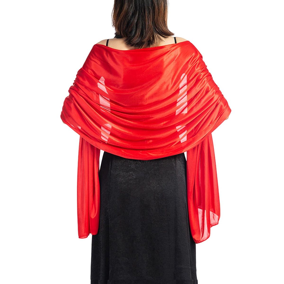 Bridesmaid Wrap Solid Color Smooth Ladies Pure Color-Red