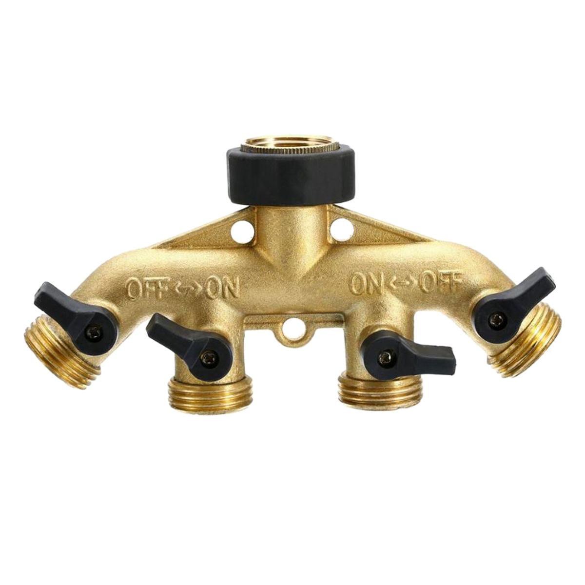 4 Way Garden Hose Splitter 3/4in Hose Connector Copper Water