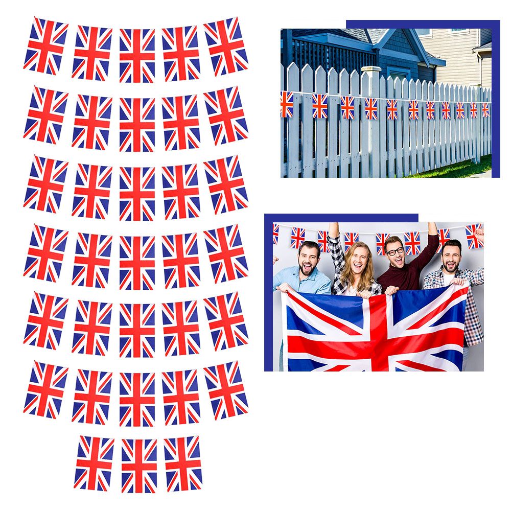 33Pcs Union Jack Flag Bunting 32.8Ft UK Britain Flag England
