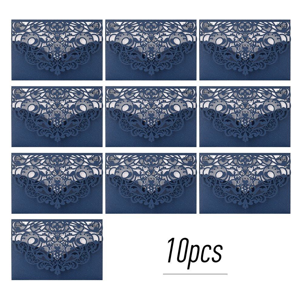 10Pcs Pearl Paper Laser Cut Wedding Invitation Cards