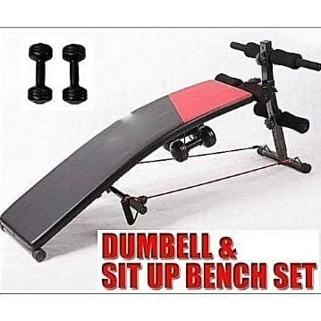 Unisex Multifunctional Fitness Sit-up Bench With Dumbbells & Resistance Rope