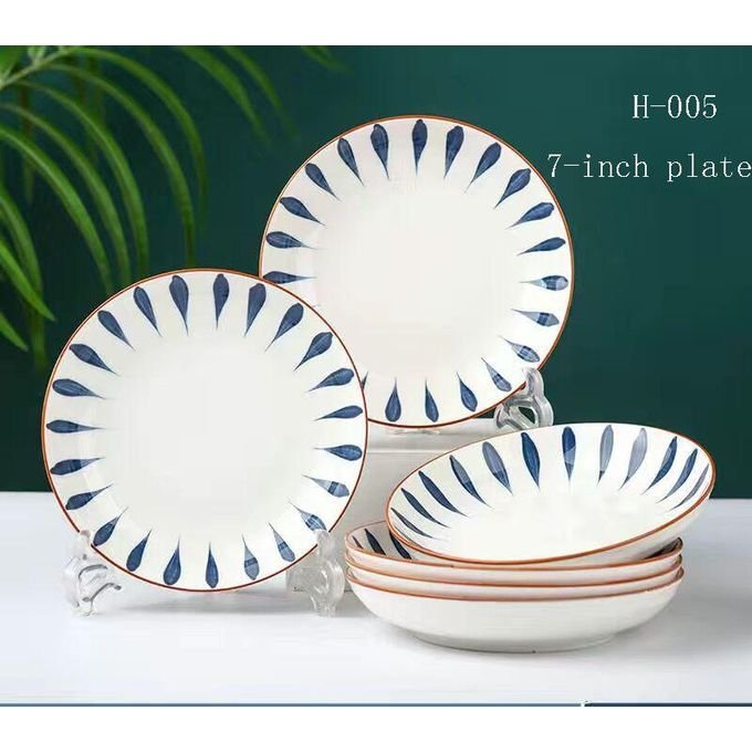 6PCS Simple Style Ceramic Glass Plate (H-005)