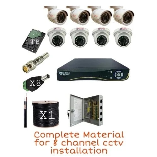 8 Channel Cctv Cameras Installation - 4 Indoor - 4 Outdoor