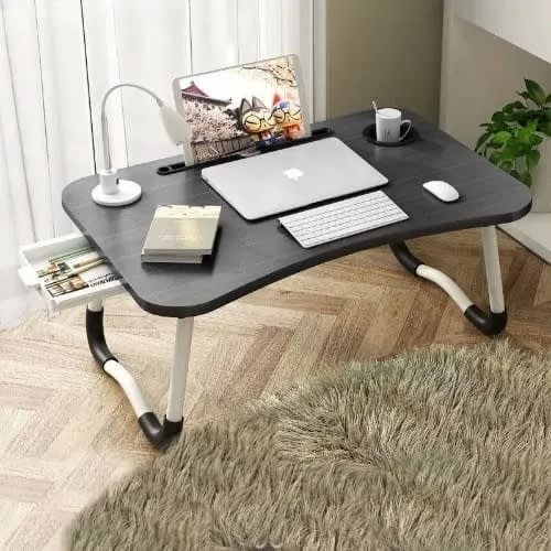 Laptop  Breakfast Table With Foldable Legs - Black