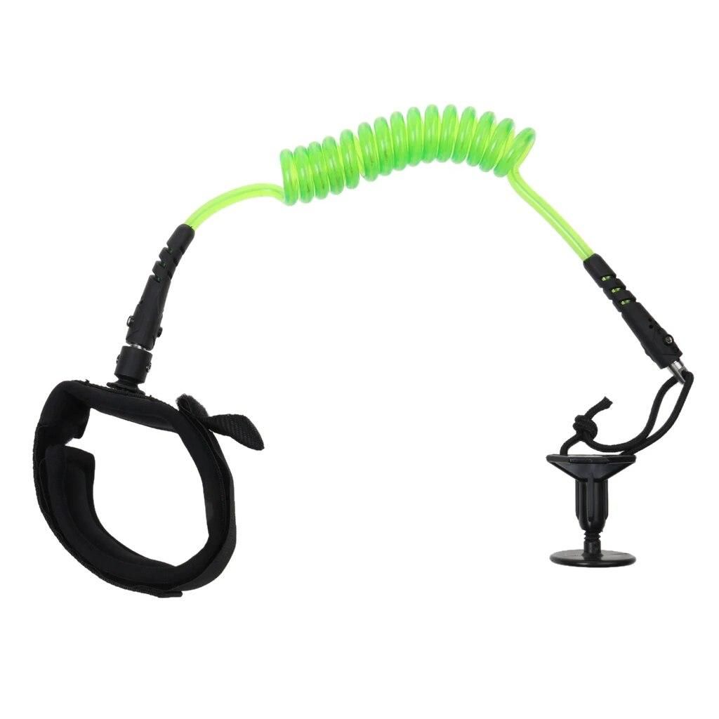Green Pro Adjustable Bodyboard Surf Board Coiled Bicep Wrist Arm Strap Leash Surfboard Coiled Cord