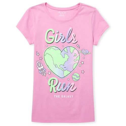Girl's Glitter 'girls Run The Galaxy' Graphic Top