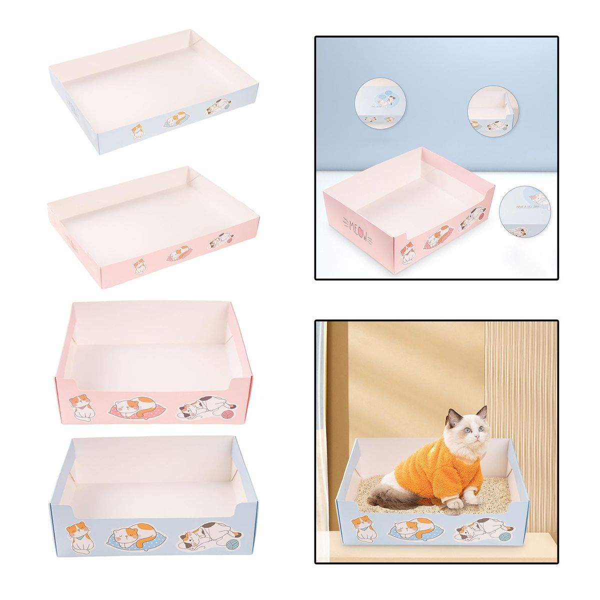 Disposable Cat Litter Box Kitty Travel Toilet Potty Blue