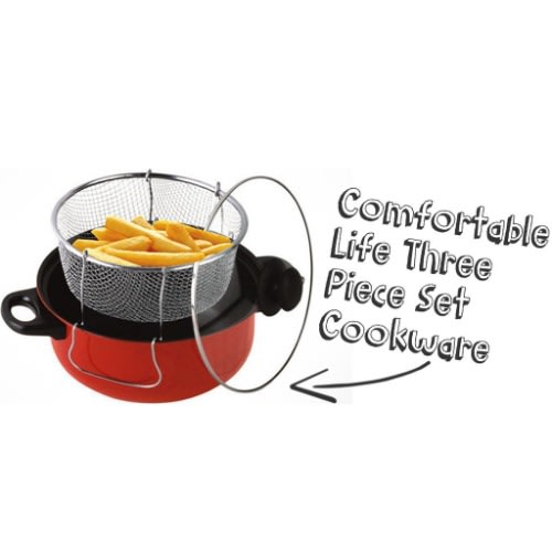 3-piece Set Manual Deep Fryer, Steamer And Cooker