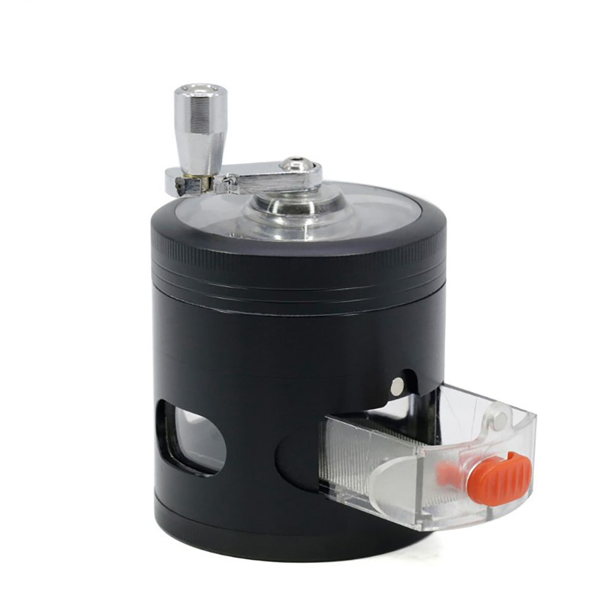 Swing Hand Grinder with Drawers 4-layer Herb Spice Grinder Durable Black