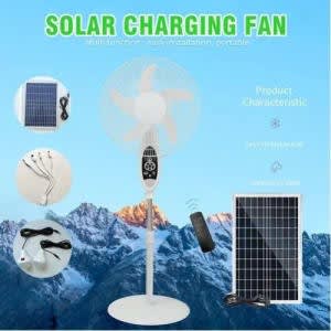 16 Inches Solar Rechargeable Inverter Fan Ac/dc With Solar Panel And Led Bulbs