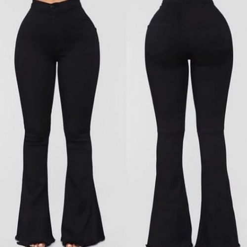High Waist Palazzo Jean Black