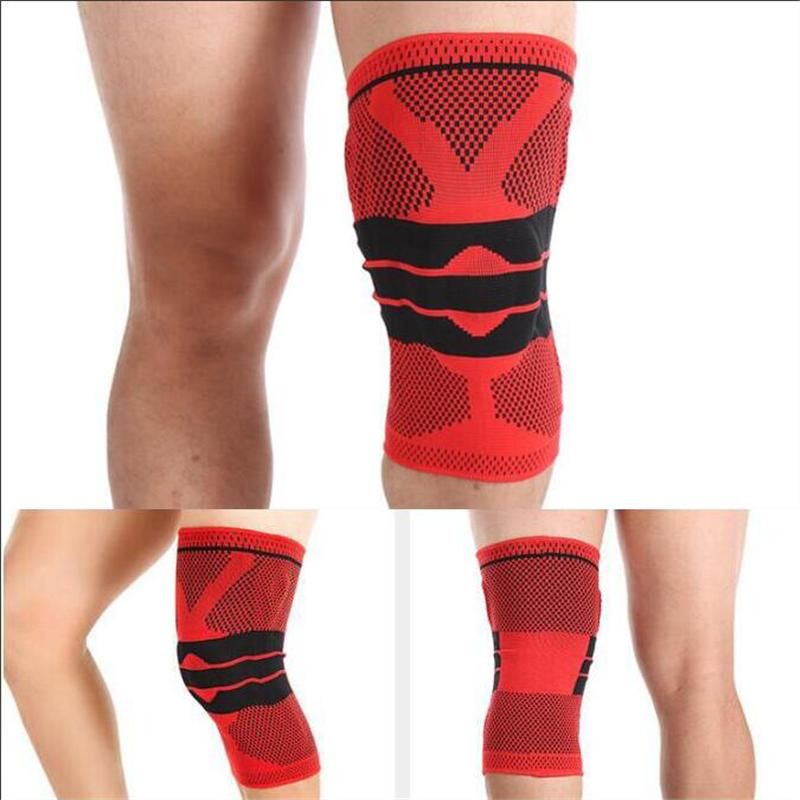 Sports High Compression Silicone Padded Knee Support Sleeve Nylon&Silicon Brace