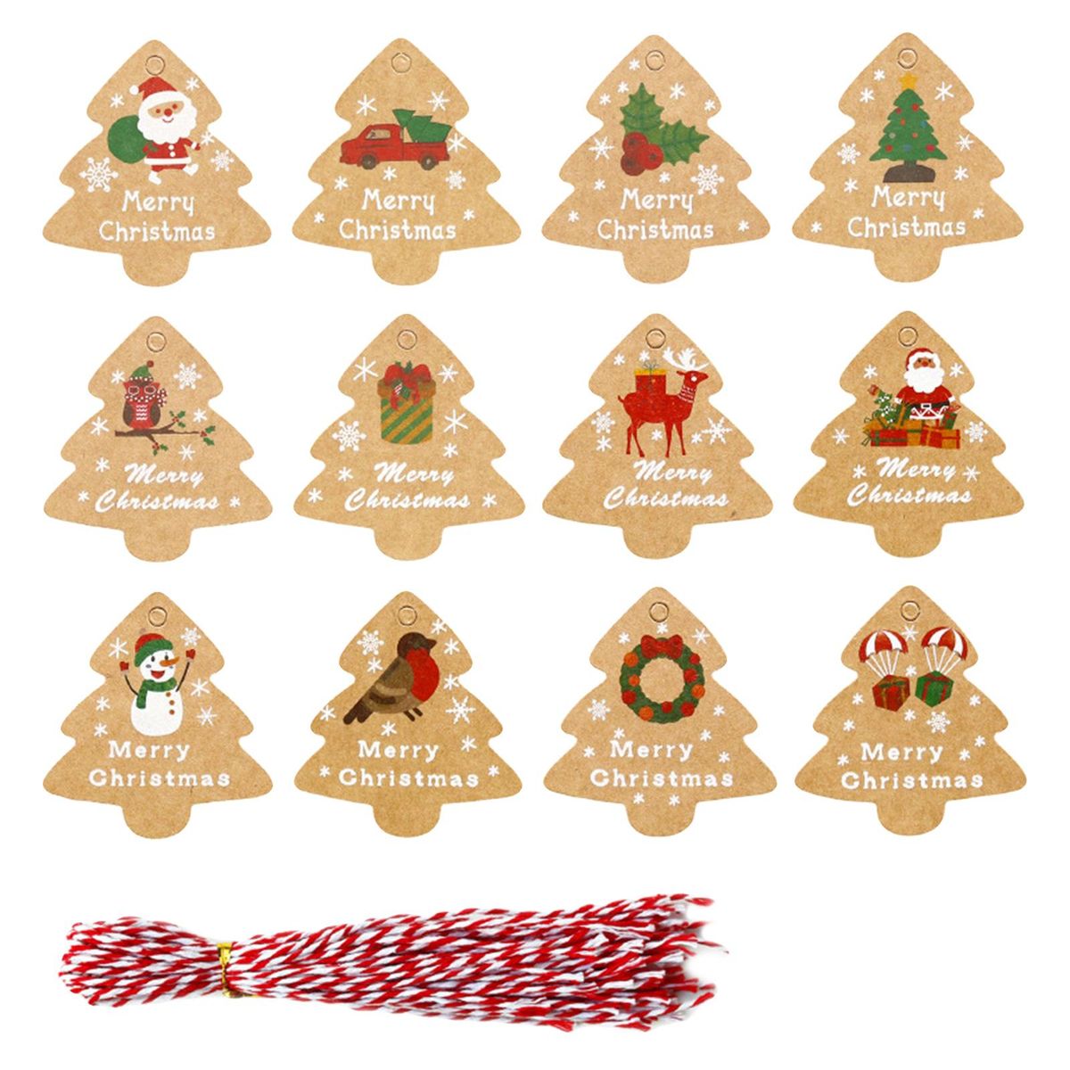 Christmas Kraft Paper Tags Christmas Favors Supplies Gift 98 PCS B