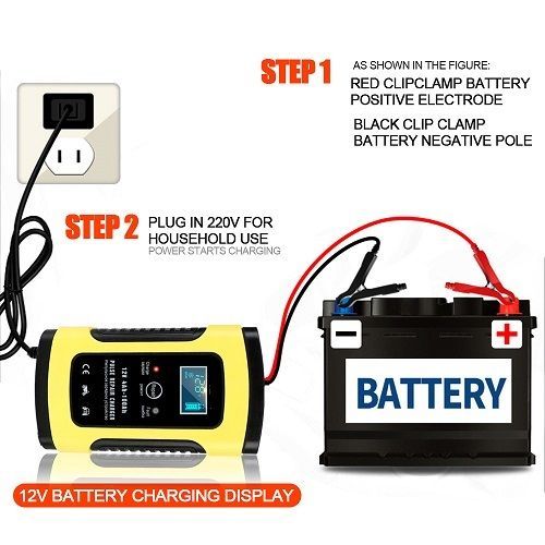 12V 6A Auto Battery Charger For Car, Solar With LCD Display