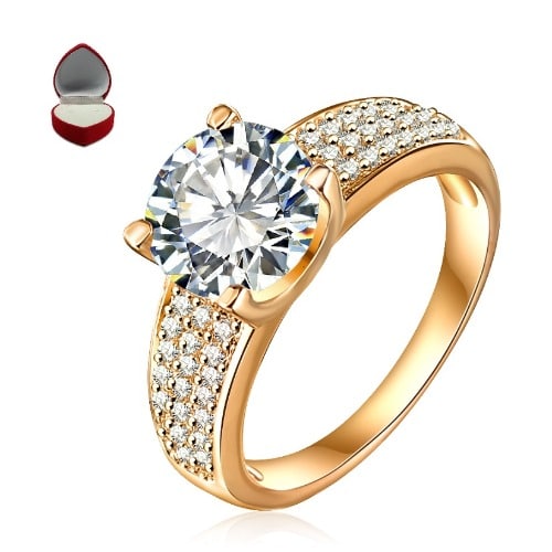 Gold Zircon Engagement Ring