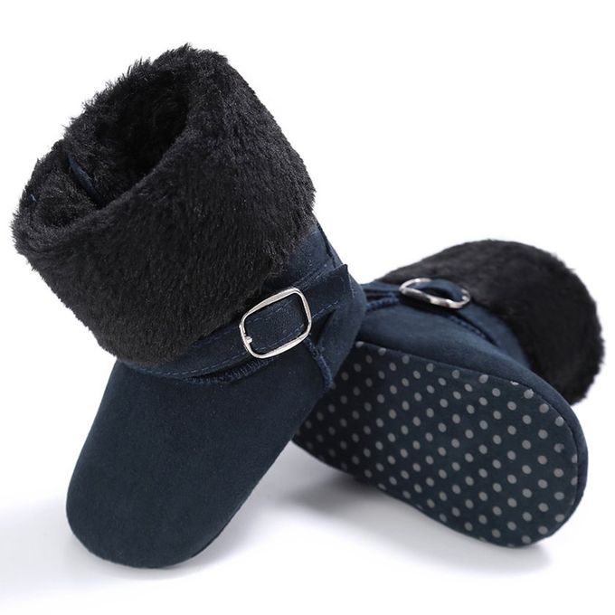Baby Boots Soft Sole Kid Learning Walking Boots Thi Ken Winter Warm Shoes-bla K-12 M