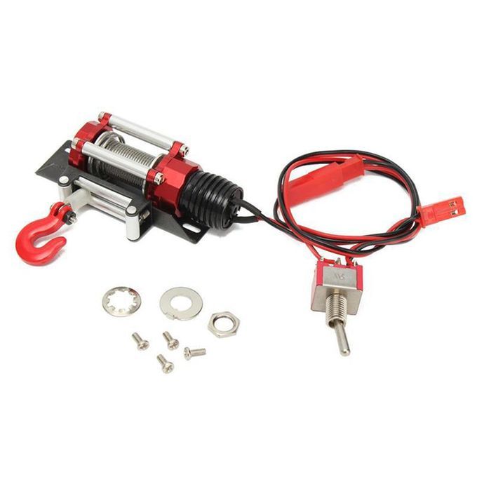 Electric Winch With Rope Hook For SCX10 TRX4 D90 1/10-Red