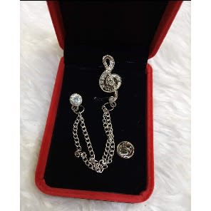 Silver Music Note Brooch With Free Pouch